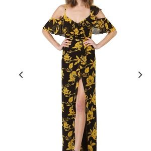 Malley Floral Print Cold Shoulder Maxy Dress